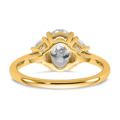 14K Yellow Gold 2 carat Certified Lab Grown Diamond VS/SI+ G+ Complete Oval and Half Moon Three Stone Engagement Ring