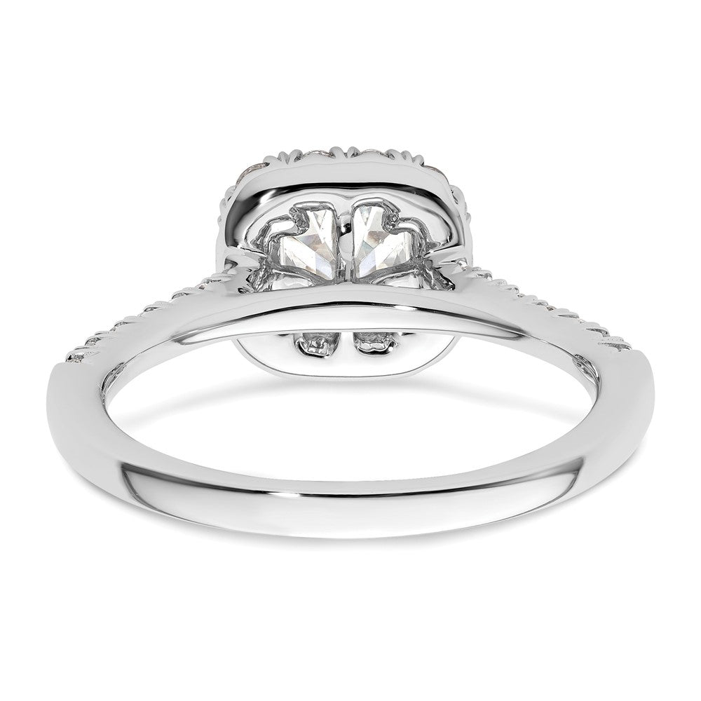 14K White Gold Halo (Holds 3/4 carat (5mm) Asscher-cut Center) 1/2 carat Diamond Semi-mount Engagement Ring