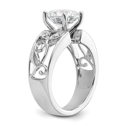 14K White Gold Leaf Design Peg Set 1/20 carat Diamond Semi-mount Engagement Ring