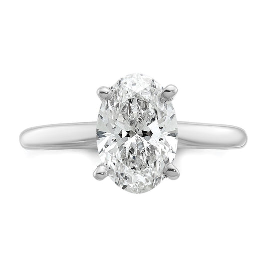 14K White Gold 2 carat Lab Grown Diamond VS+ F+ Oval Complete Solitaire Engagement Ring