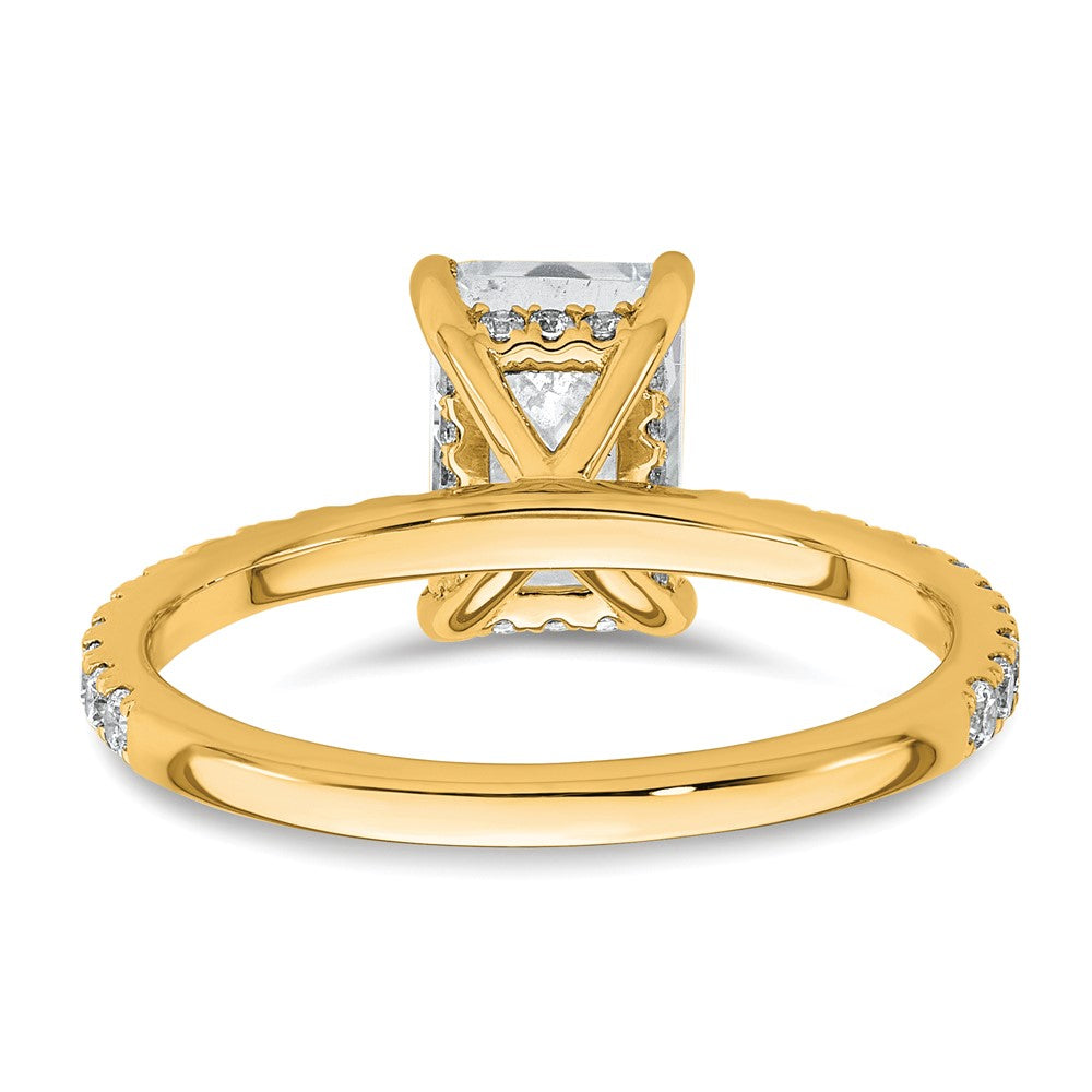 14K Yellow Gold 2 carat Certified Lab Grown Diamond VS+ F+ Radiant Complete Solitaire with Flair Engagement Ring