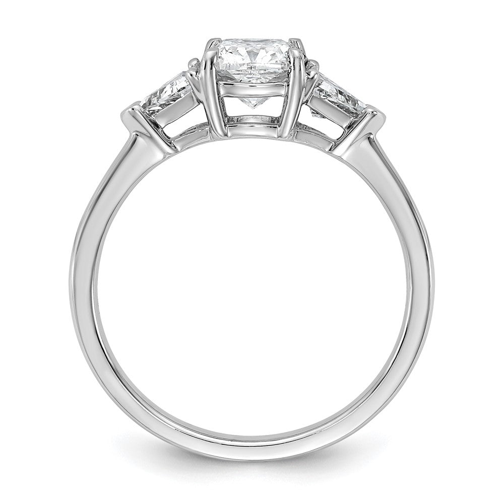 14K White Gold 1 1/2 carat Certified Lab Grown Diamond VS/SI+ G+ Cushion and Triangle Complete Three Stone Engagement Ring