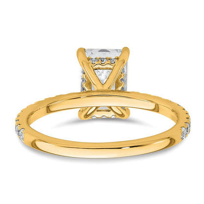 14K Yellow Gold 2 carat Certified Lab Grown Diamond VS/SI+ G+ Radiant Complete Solitaire with Flair Engagement Ring