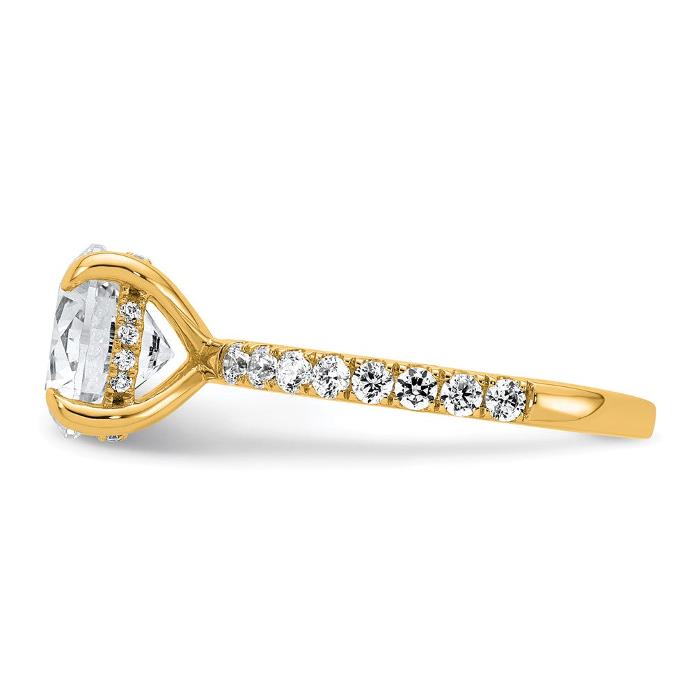 14K Yellow Gold 3 1/2 carat Certified Lab Grown Diamond VS+ F+ Round Complete Solitaire with Flair Engagement Ring