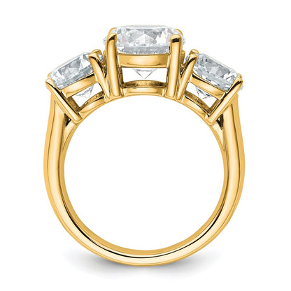 14K Yellow Gold 5 carat Certified Lab Grown Diamond VS+ F+ Three Stone Complete Engagement Ring