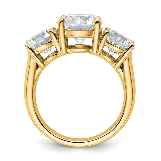 14K Yellow Gold 5 carat Certified Lab Grown Diamond VS+ F+ Three Stone Complete Engagement Ring