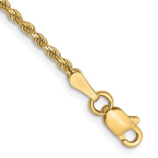 7 Inch 14K Yellow Gold 1.75mm Diamond Cut Rope Chain Bracelet