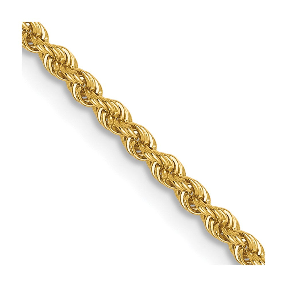 16 Inch 14K Yellow Gold 1.6mm Solid Regular Rope Chain Necklace
