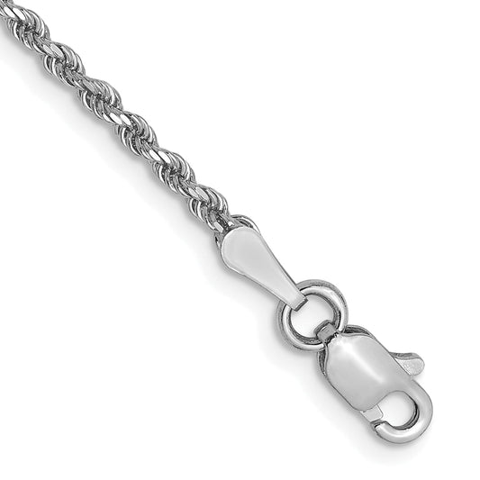 7 Inch 14K White Gold 1.75mm Diamond Cut Rope Chain Bracelet