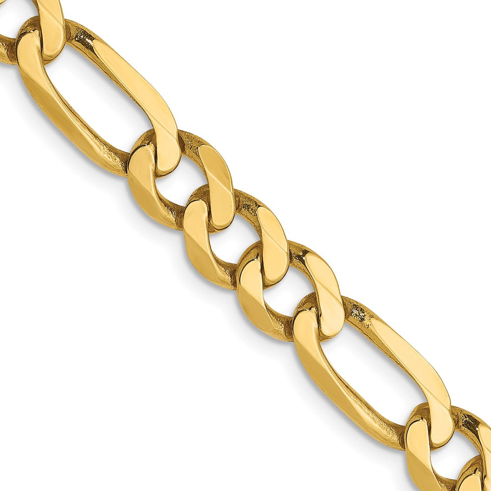 22 Inch 14K Yellow Gold 6.00mm Flat Figaro Chain Necklace