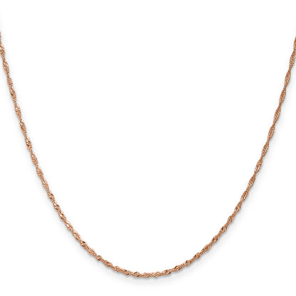 18 Inch 14K Rose Gold 1mm Singapore With Lobster Clasp Chain Necklace
