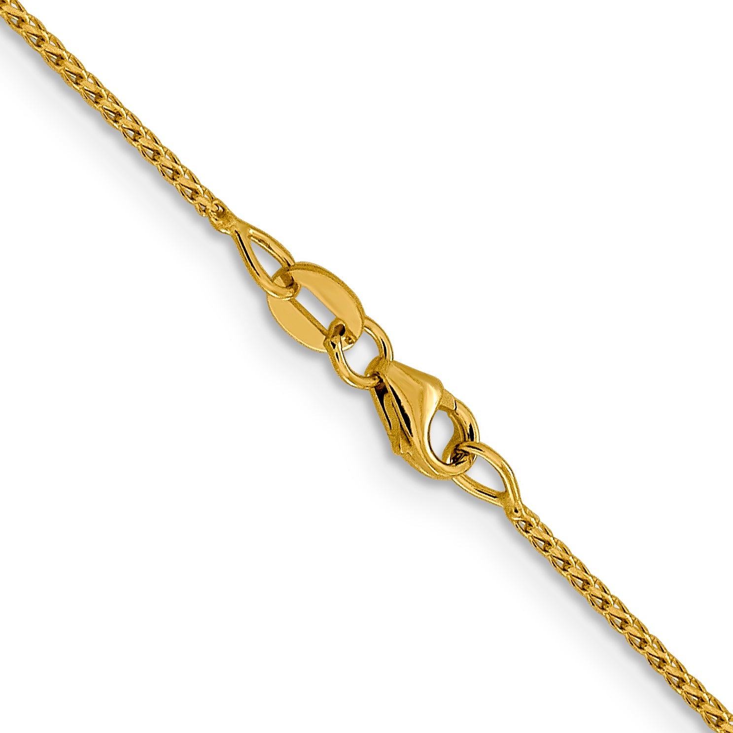 22 Inch 14K Yellow Gold 1mm D/C Open Franco Chain Necklace