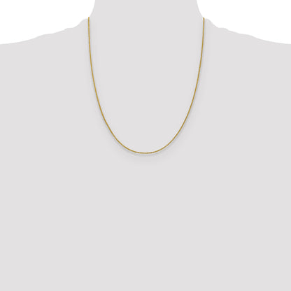 22 Inch 14K Yellow Gold 1mm D/C Open Franco Chain Necklace