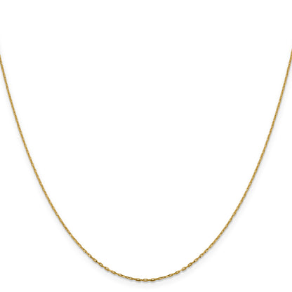 24 Inch 14K Yellow Gold 1mm D/C Open Long Link Cable Chain Necklace