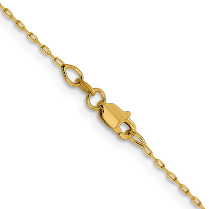 22 Inch 14K Yellow Gold 1mm D/C Open Long Link Cable Chain Necklace
