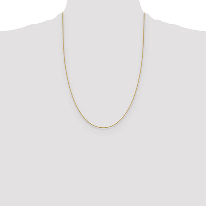 24 Inch 14K Yellow Gold 1mm D/C Open Long Link Cable Chain Necklace