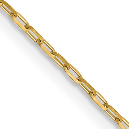 24 Inch 14K Yellow Gold 1mm D/C Open Long Link Cable Chain Necklace
