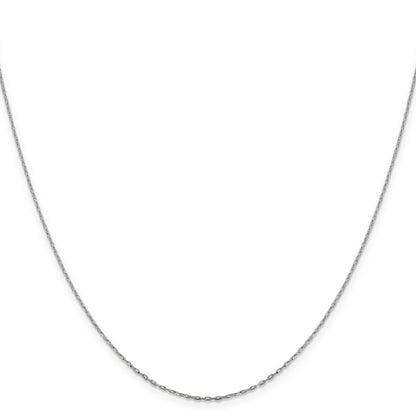 22 Inch 14K White Gold 1mm D/C Open Long Link Cable Chain Necklace