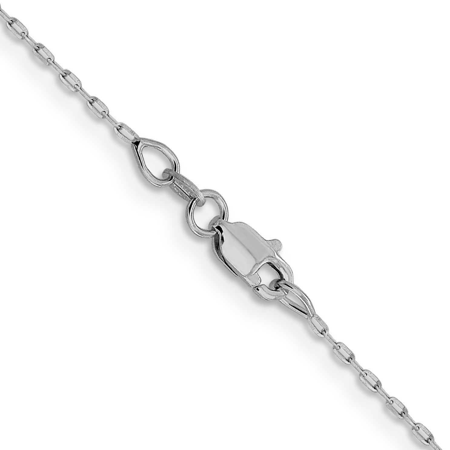 24 Inch 14K White Gold 1mm D/C Open Long Link Cable Chain Necklace