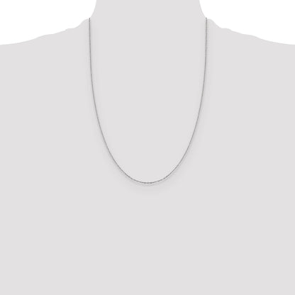 24 Inch 14K White Gold 1mm D/C Open Long Link Cable Chain Necklace