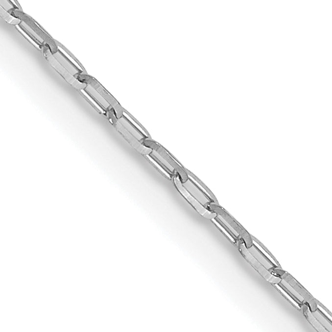 24 Inch 14K White Gold 1mm D/C Open Long Link Cable Chain Necklace