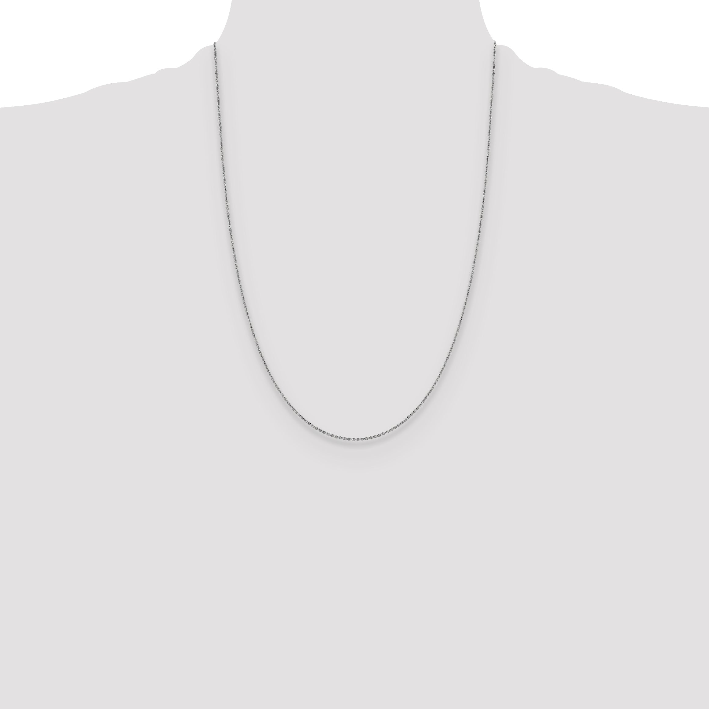 24 Inch 14K White Gold 1.15mm D/C Oval Link Chain Necklace