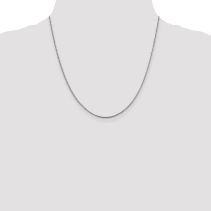 20 Inch 14K White Gold 1.4mm D/C Open Franco Chain Necklace