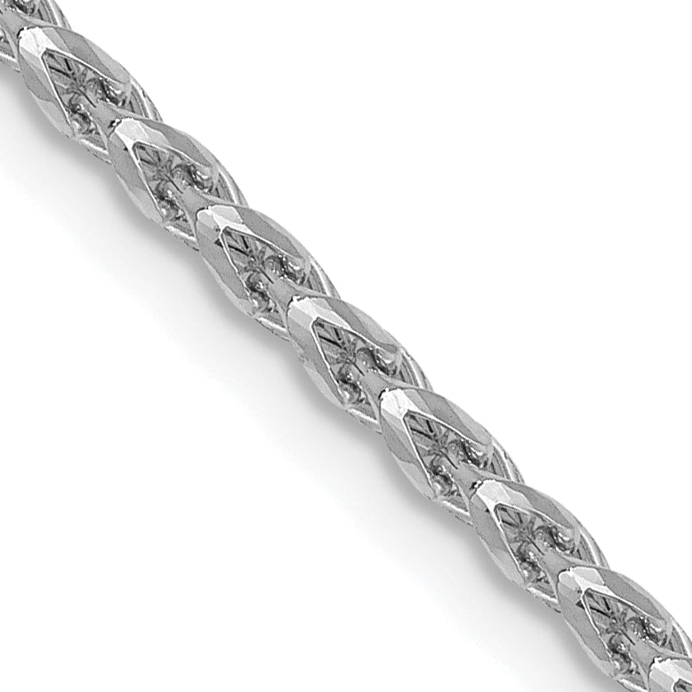 18 Inch 14K White Gold 1.6mm D/C Open Franco Chain Necklace