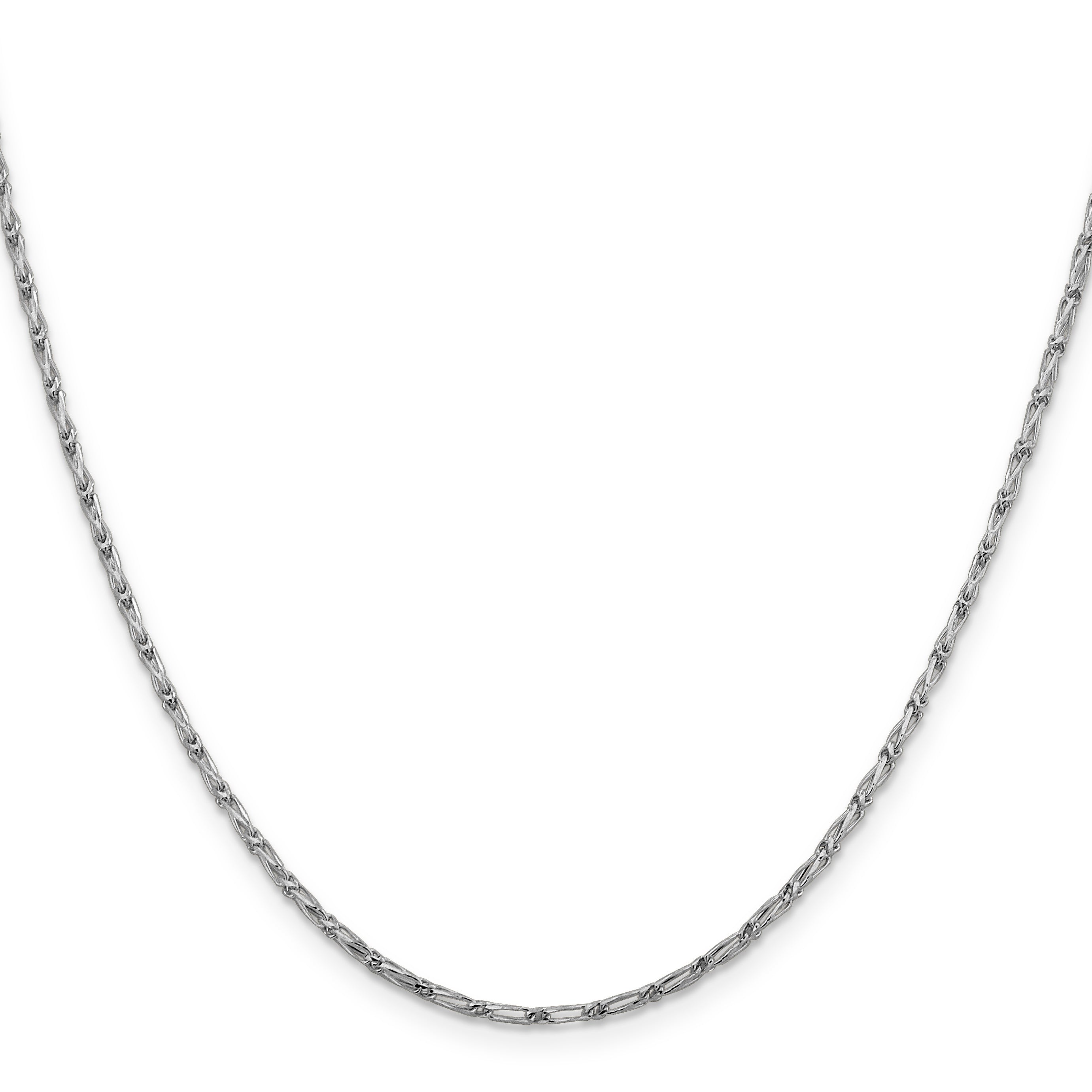 24 Inch 14K White Gold 1.6mm D/C Long Link Franco Chain Necklace