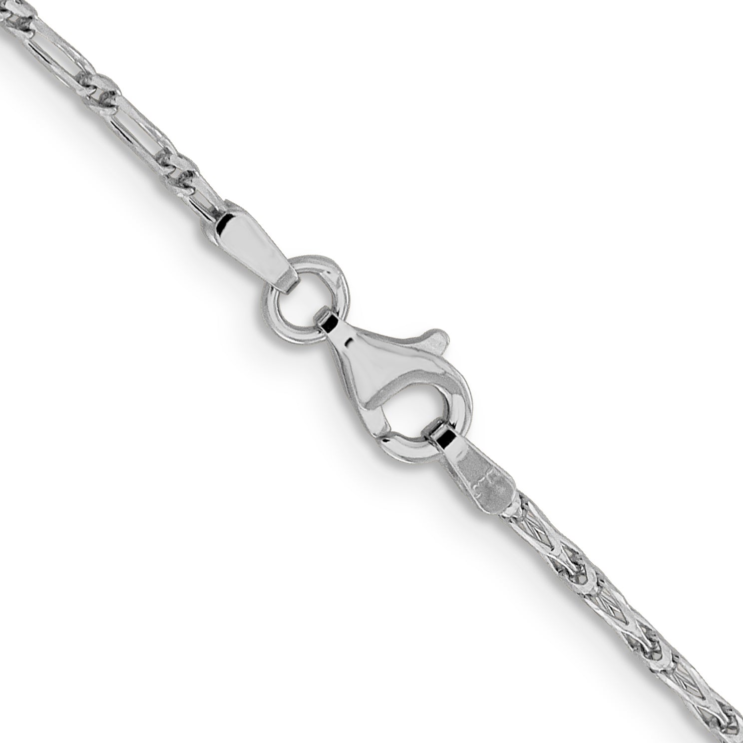 20 Inch 14K White Gold 1.6mm D/C Long Link Franco Chain Necklace