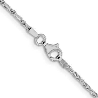 20 Inch 14K White Gold 1.6mm D/C Long Link Franco Chain Necklace