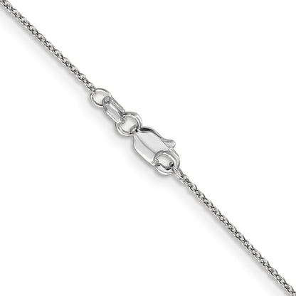 22 Inch 14K White Gold .9mm Round Cable Chain Necklace