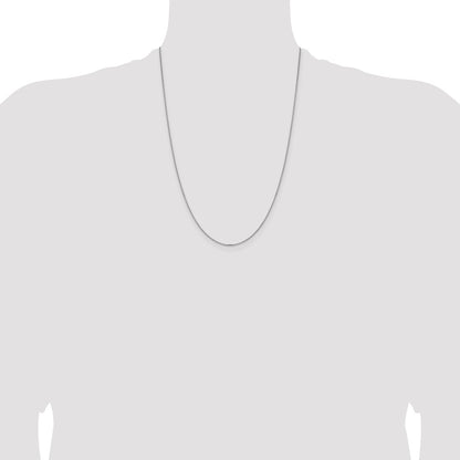 24 Inch 14K White Gold 1mm Concave Box Chain Necklace