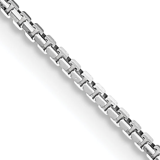 24 Inch 14K White Gold 1.10mm Concave Box Chain Necklace