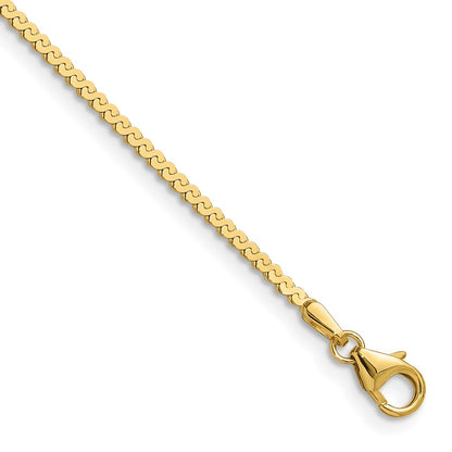 8 Inch 14K Yellow Gold 1.55mm Serpentine Chain Bracelet