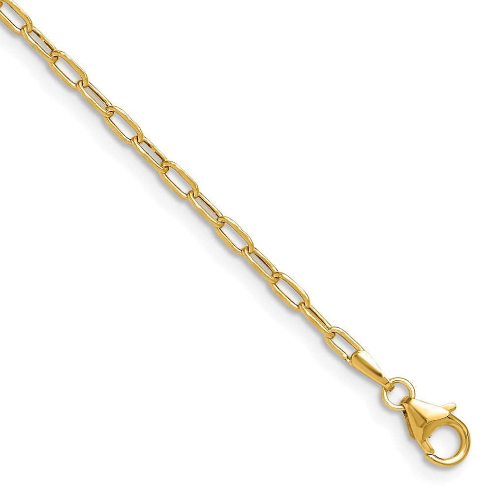 7 Inch 14K Yellow Gold 2.2mm Semi Solid Beveled D/C Paperclip Chain Bracelet