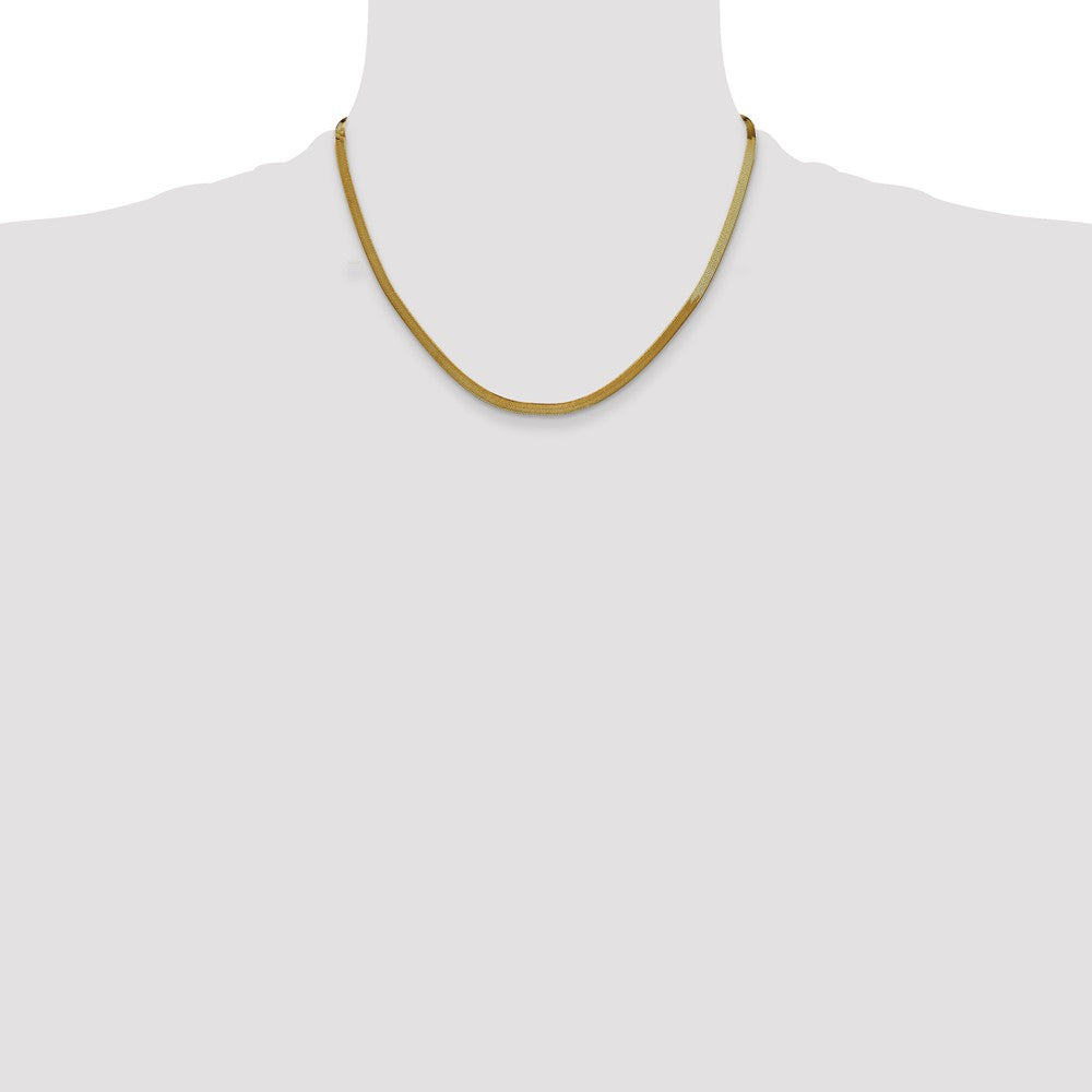 18 Inch 14K Yellow Gold 3mm Silky Herringbone Chain Necklace