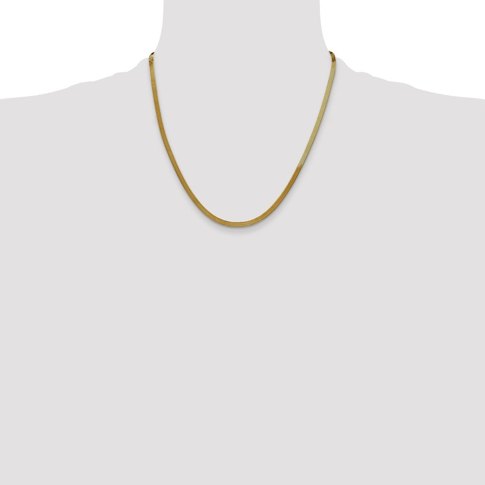 2 Inch 14K Yellow Gold 3mm Silky Herringbone Chain Necklace