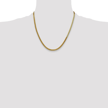 2 Inch 14K Yellow Gold 3mm Silky Herringbone Chain Necklace