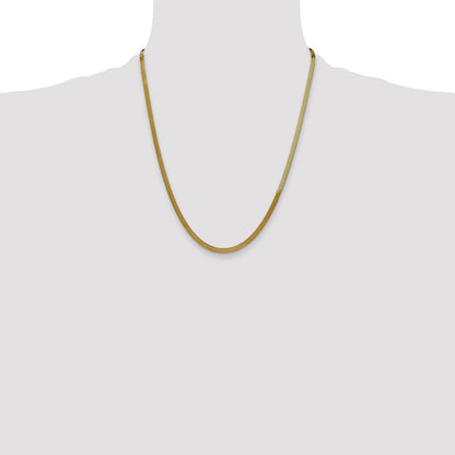 22 Inch 14K Yellow Gold 3mm Silky Herringbone Chain Necklace