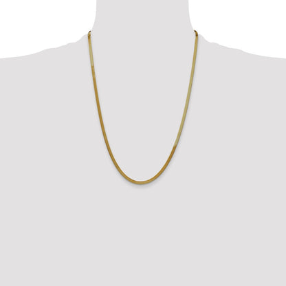 24 Inch 14K Yellow Gold 3mm Silky Herringbone Chain Necklace
