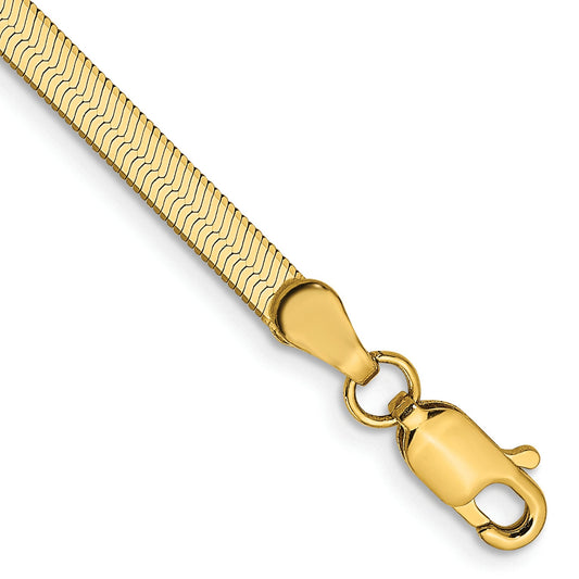 7 Inch 14K Yellow Gold 3mm Silky Herringbone Chain Bracelet