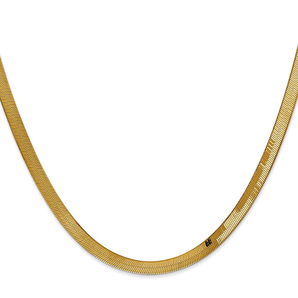2 Inch 14K Yellow Gold 4mm Silky Herringbone Chain Necklace