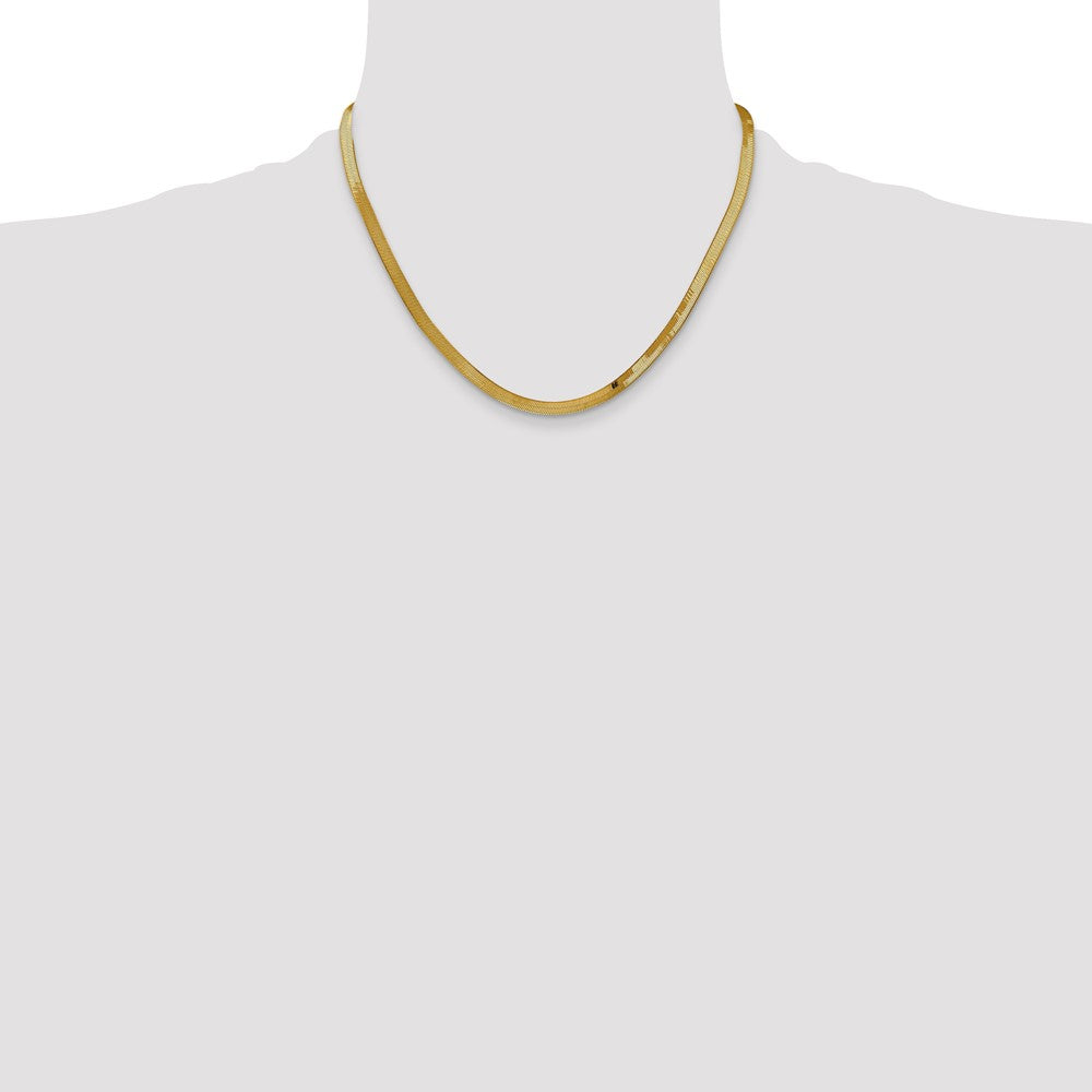 18 Inch 14K Yellow Gold 4mm Silky Herringbone Chain Necklace