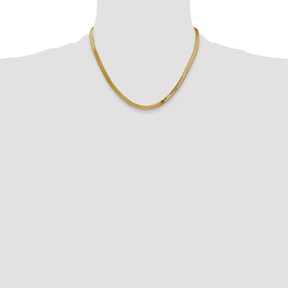 18 Inch 14K Yellow Gold 4mm Silky Herringbone Chain Necklace