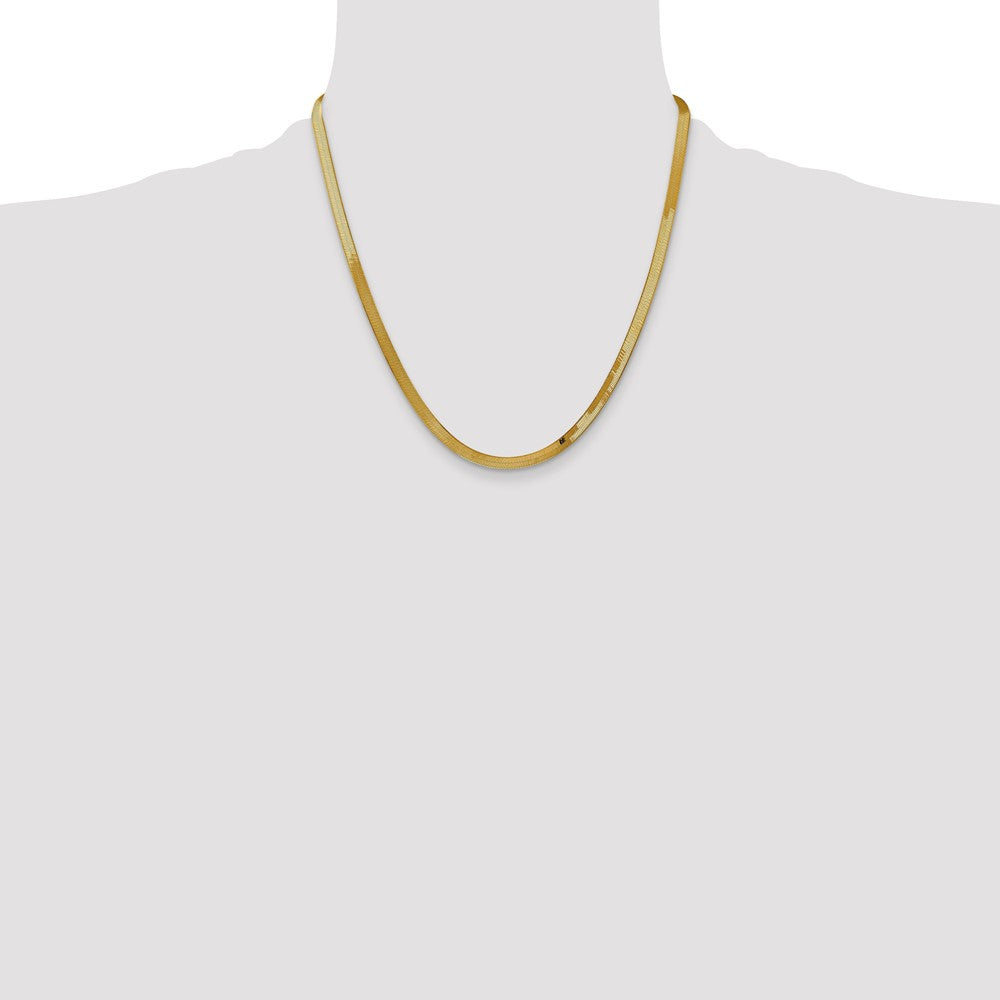 2 Inch 14K Yellow Gold 4mm Silky Herringbone Chain Necklace