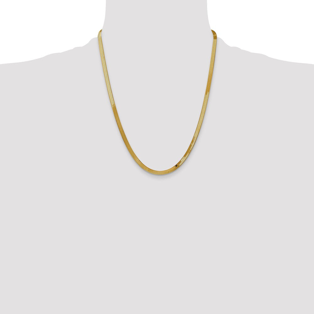 22 Inch 14K Yellow Gold 4mm Silky Herringbone Chain Necklace