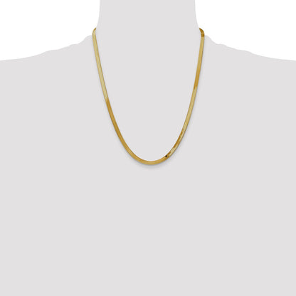 22 Inch 14K Yellow Gold 4mm Silky Herringbone Chain Necklace