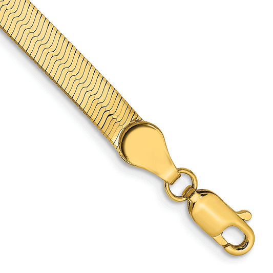 8 Inch 14K Yellow Gold 4mm Silky Herringbone Chain Bracelet