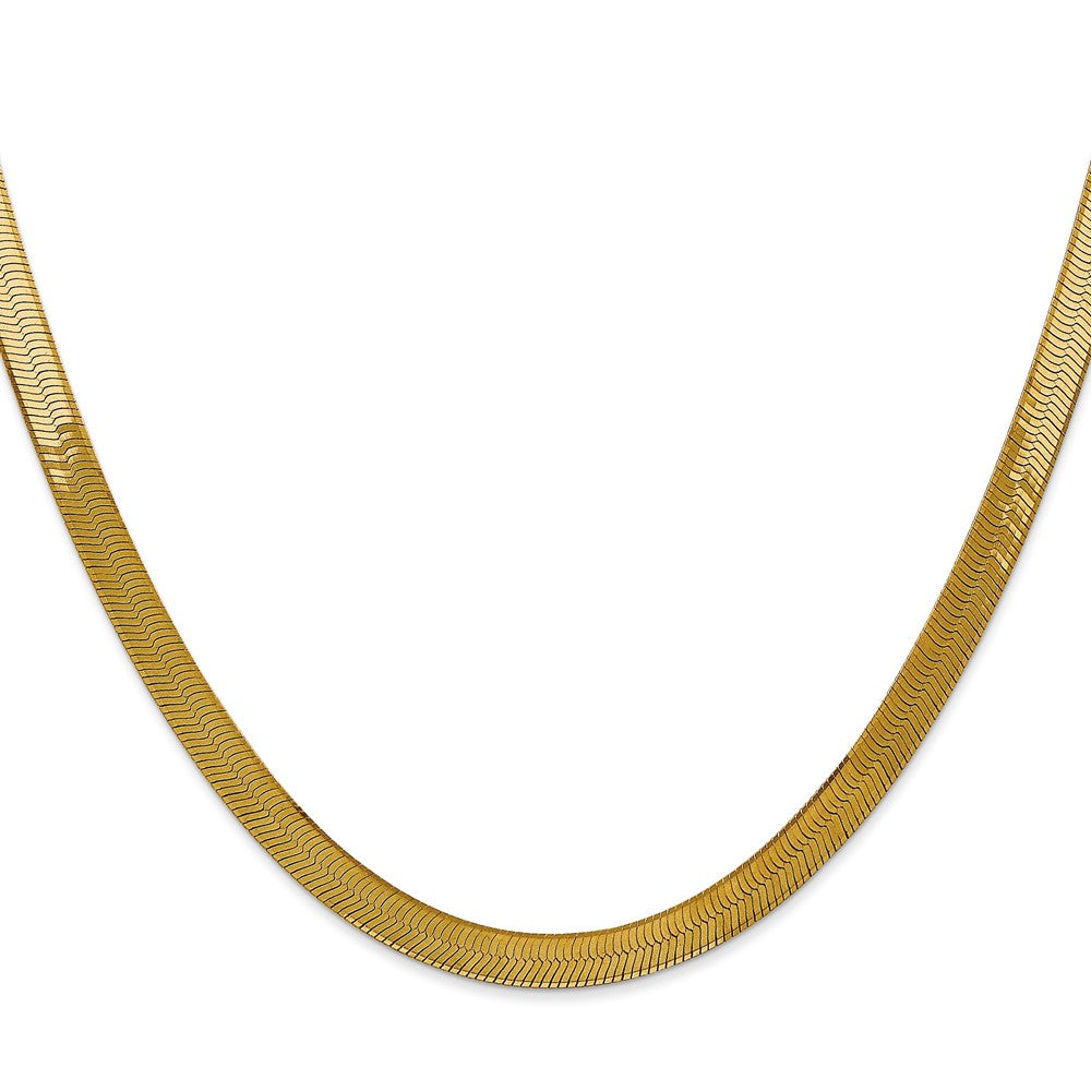 22 Inch 14K Yellow Gold 5mm Silky Herringbone Chain Necklace